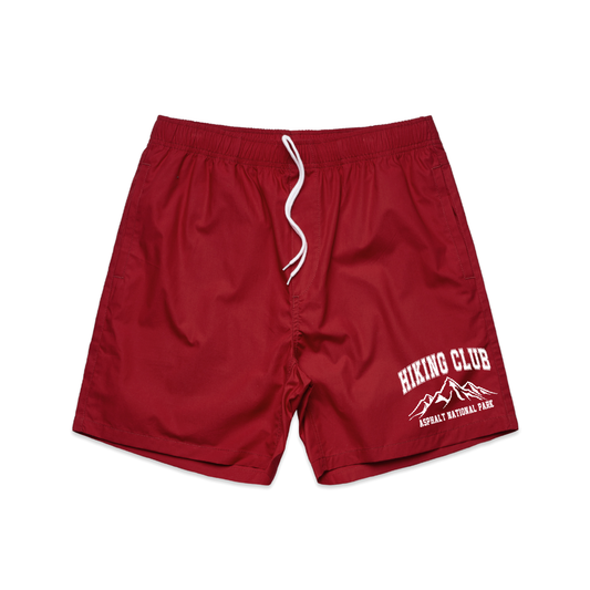 "Hiking Club" Nylon Shorts - Cardinal Red